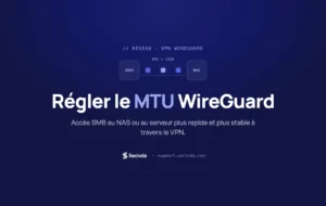 Schéma d'un tunnel WireGuard entre un poste et un NAS avec réglage du MTU pour l'accès SMB